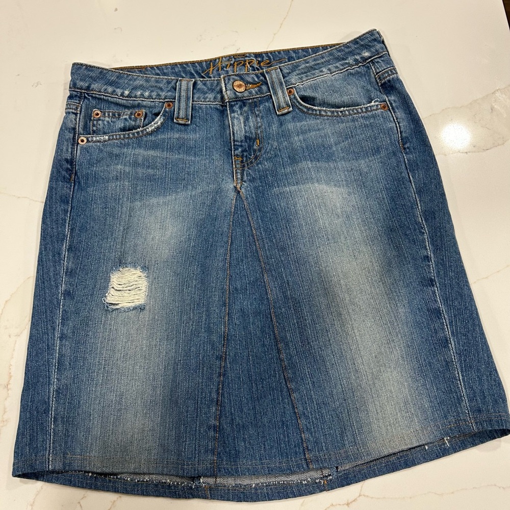 Stylish Distressed Blue Denim Mini Skirt